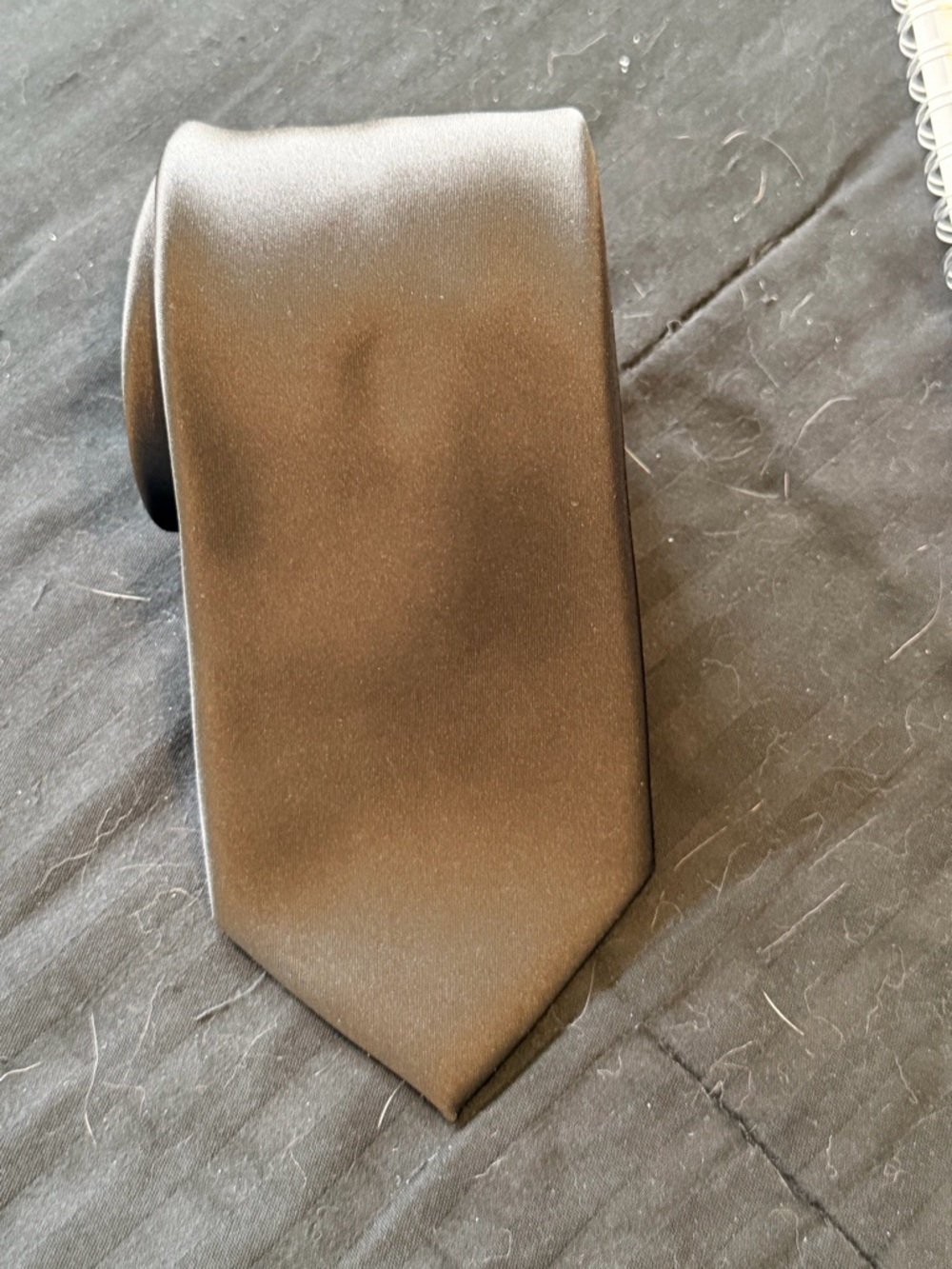 jf j.ferrar Black Satin Tie with JF Logo